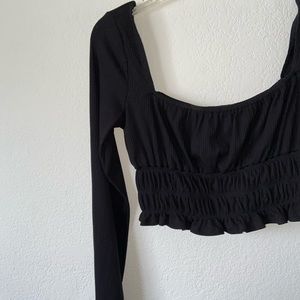 Square neck scrunched crop top (M)
